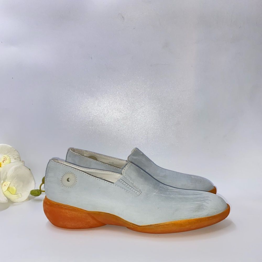 Louis Vuitton Light Gray and Orange Loafers